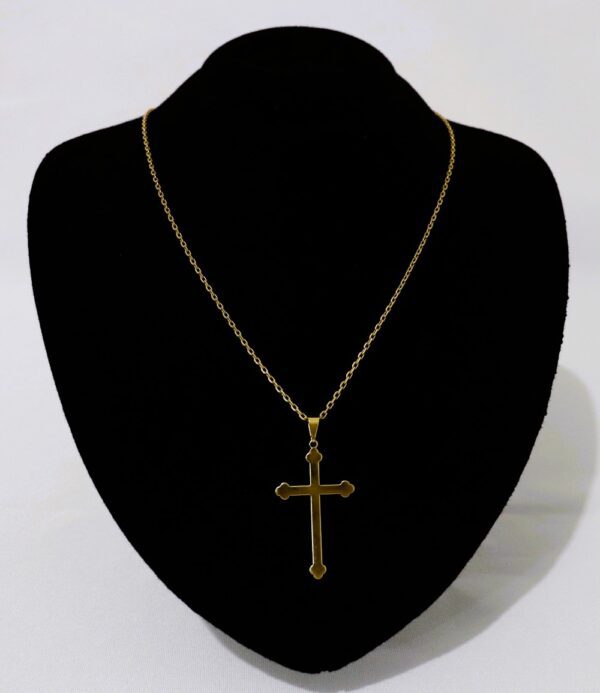 Corrente cadeadinho de 65 cm e 2,2 mm com cruz banhada a ouro 18k