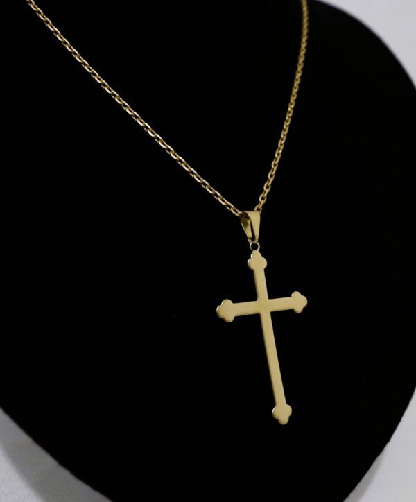 Corrente cadeadinho de 65 cm e 2,2 mm com cruz banhada a ouro 18k - Image 4
