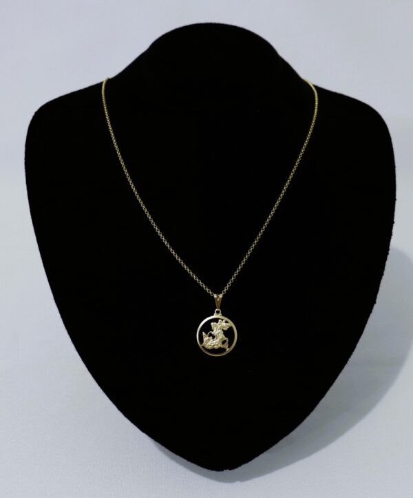 Corrente Elo Português com pingente do São Jorge Vazado Banhado a ouro 18k