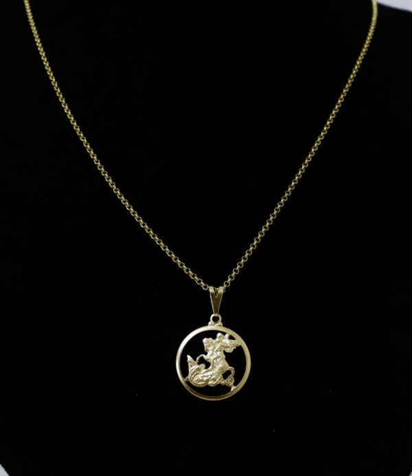 Corrente Elo Português com pingente do São Jorge Vazado Banhado a ouro 18k