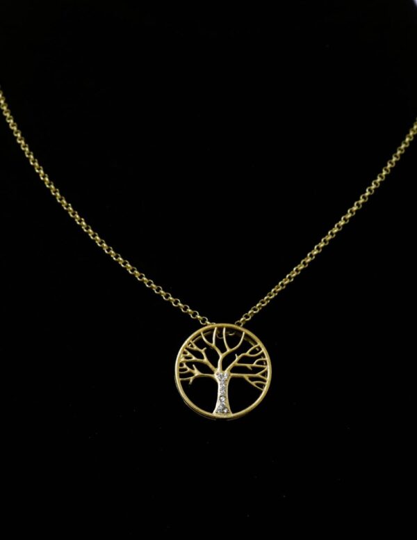Corrente Elo Português com Pingente Árvore da vida banhado a ouro 18k - Image 2