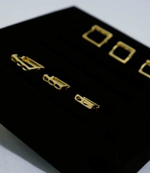 Brinco Trio Argola Retangular Banhada ouro18k com antialérgico