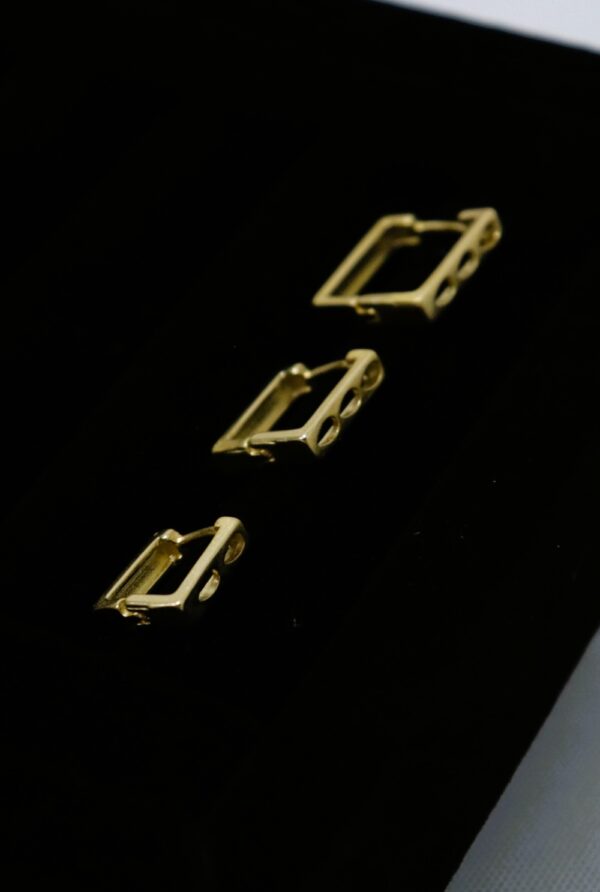 Brinco Trio Argola Retangular Banhada ouro18k com antialérgico